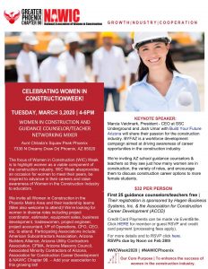 Women in COnstruction and Guidance Counselor Mixer in Phoenix AZ